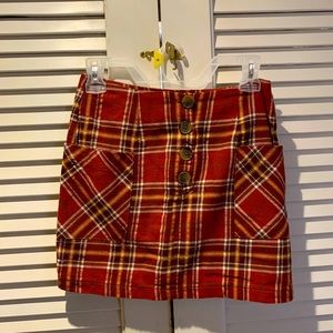 Plaid button down skirt